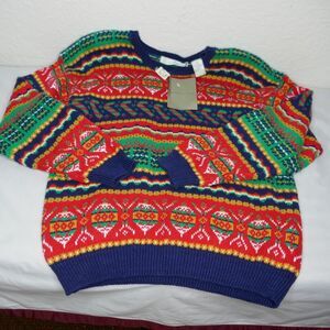 NWT Vintage Northern Isles Ramie Cotton Christmas Holiday Sweater M Yarings
